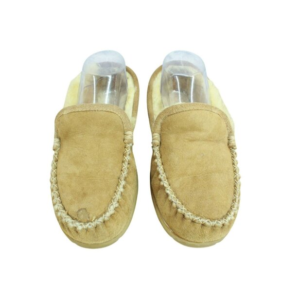 LL Bean Brown Suede Wicked Good Shearling Lined Venetian Slippers Size 7 M - Picture 5 of 9